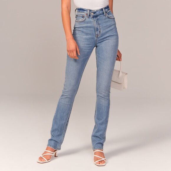 Abercrombie & Fitch Jeans 90s Slim Straight Ultra High Rise Crossover Waist 30 R - Picture 12 of 12